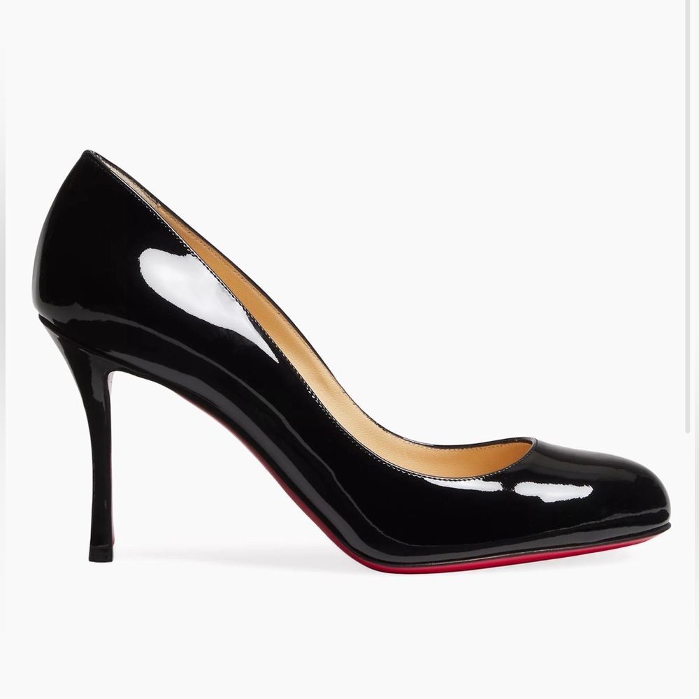 Christian Louboutin- Dolly 85MM Patent Leather Pumps - Size 8 - Black.